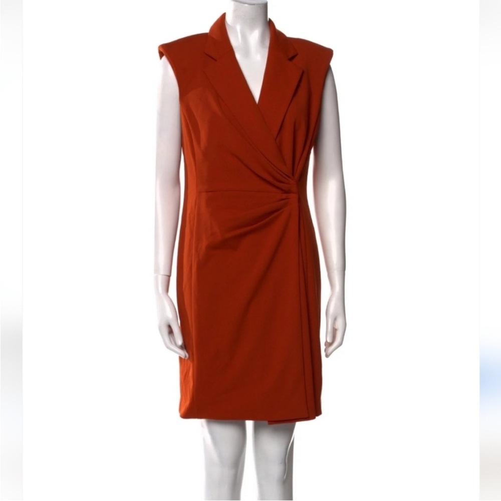 Calvin Klein Rust Wrap-Front Sleeveless Dress